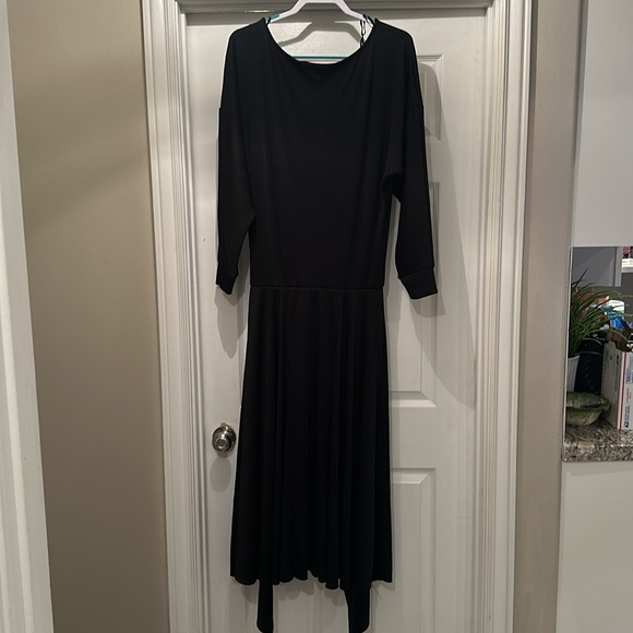 Thick Free People Ribbed Long Sleeve Black Dress - Picture 14 of 16